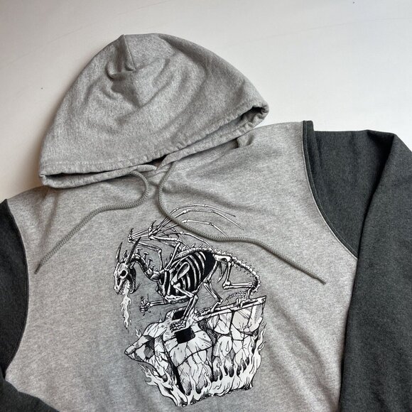 Y2K RDS Red Dragon Mens M Hoodie Skateboard Graphic Dragon Grey CANADA MADE - Picture 2 of 14